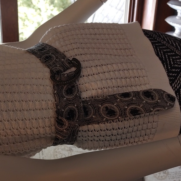 JCrew Y2K Blk/white lady brooch canvas Belt Sz S-L 🛍BOGO🛍 - Picture 5 of 8